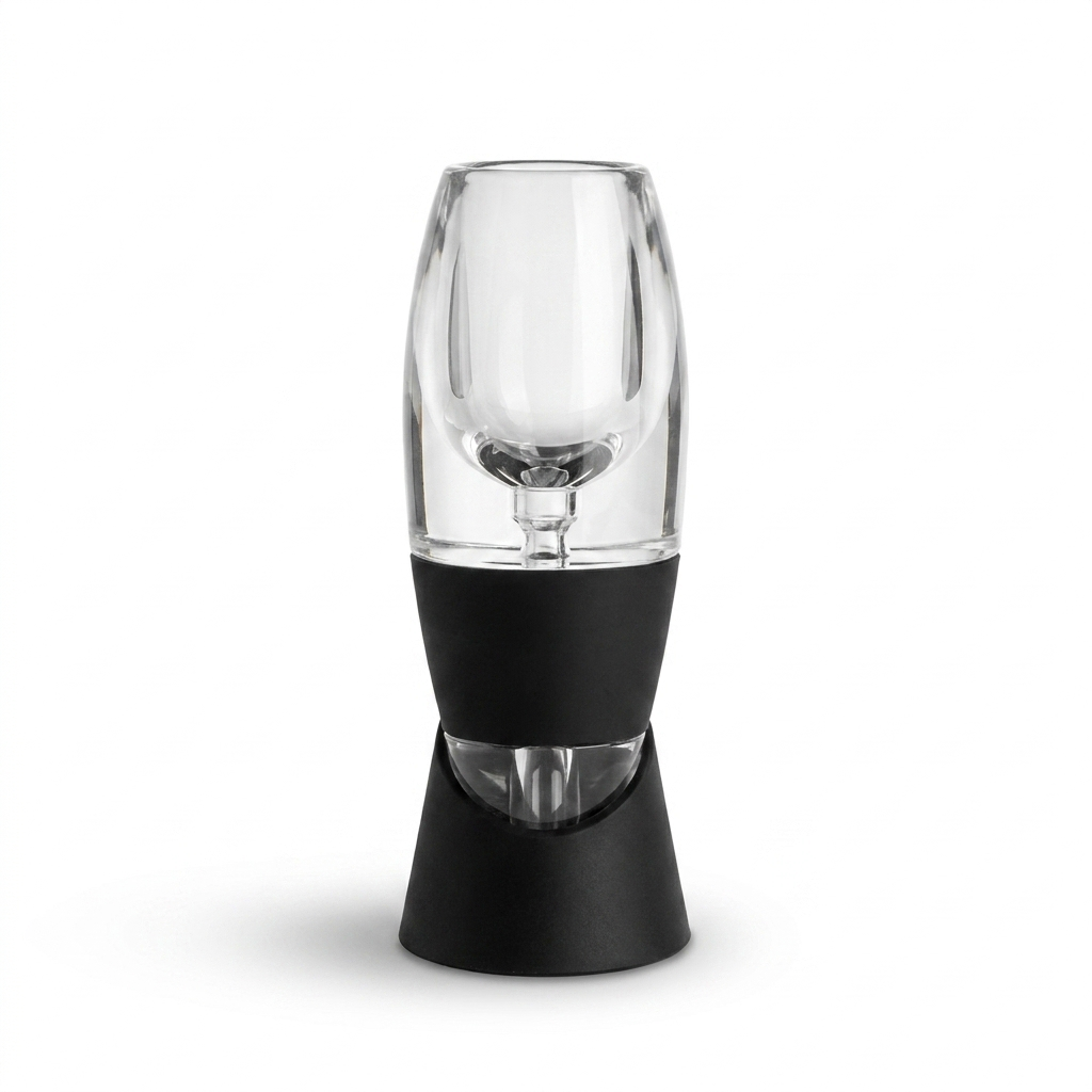 Elegant Wine Aerator and Decanter assembled on its stand
