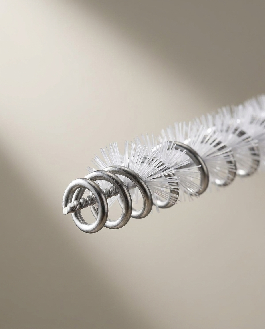 Close-up of the coiled steel spiral drain unblocker tip