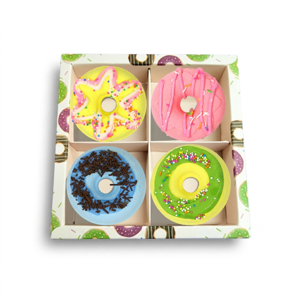 Colorful donut-shaped bath bombs gift box set