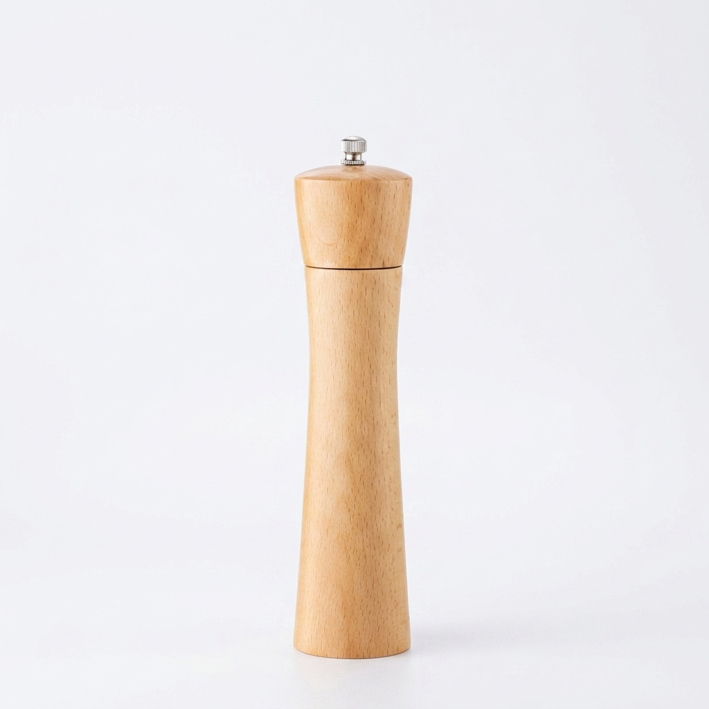 Beech wood manual pepper mill - white background