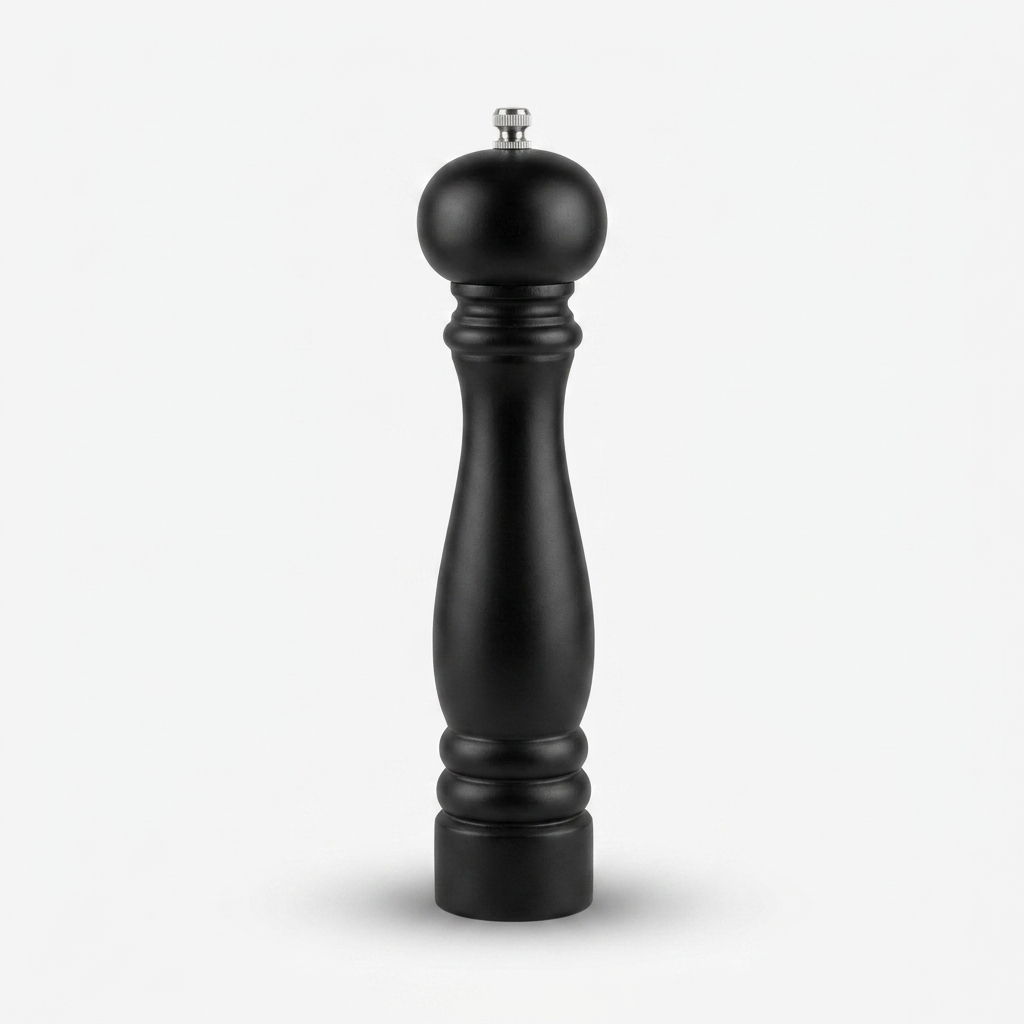 Black wood ceramic pepper grinder - white background