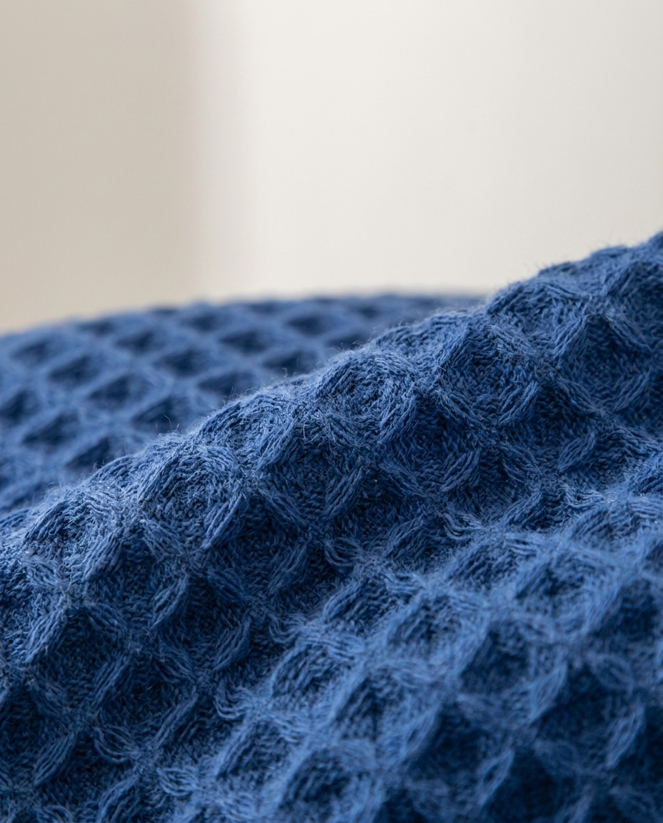 Close-up of the waffle honeycomb weave texture