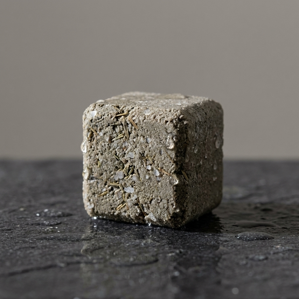 Close-up of an earthy herbal shower steamer