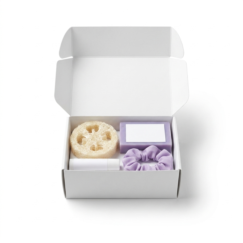 Lavender Essence favor kit in kraft box