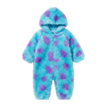Hooded baby jumpsuit on pure white background