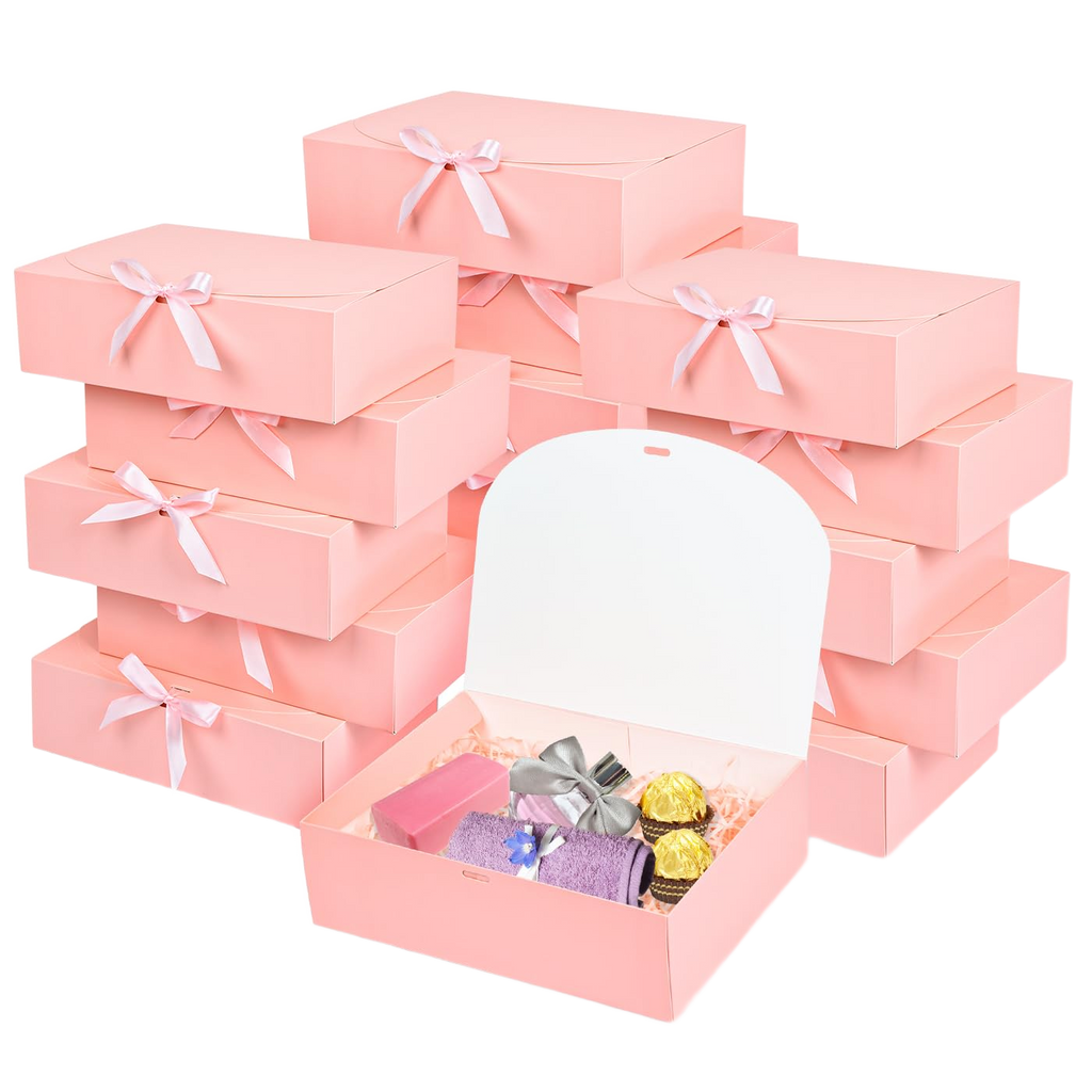 Pink bridesmaid and occasion gift boxes, 15-count set