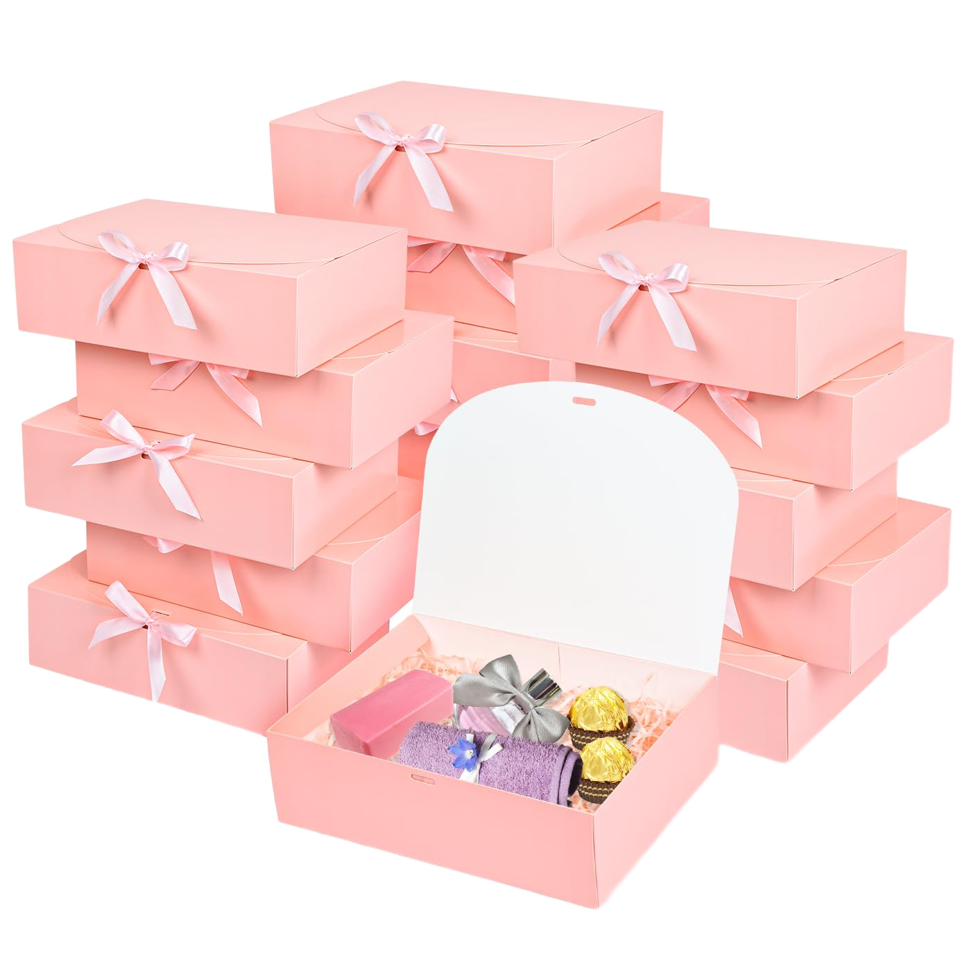 Pink bridesmaid and occasion gift boxes, 15-count set