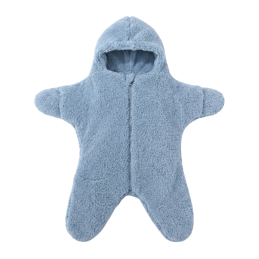 Star baby swaddle sleep sack on pure white background
