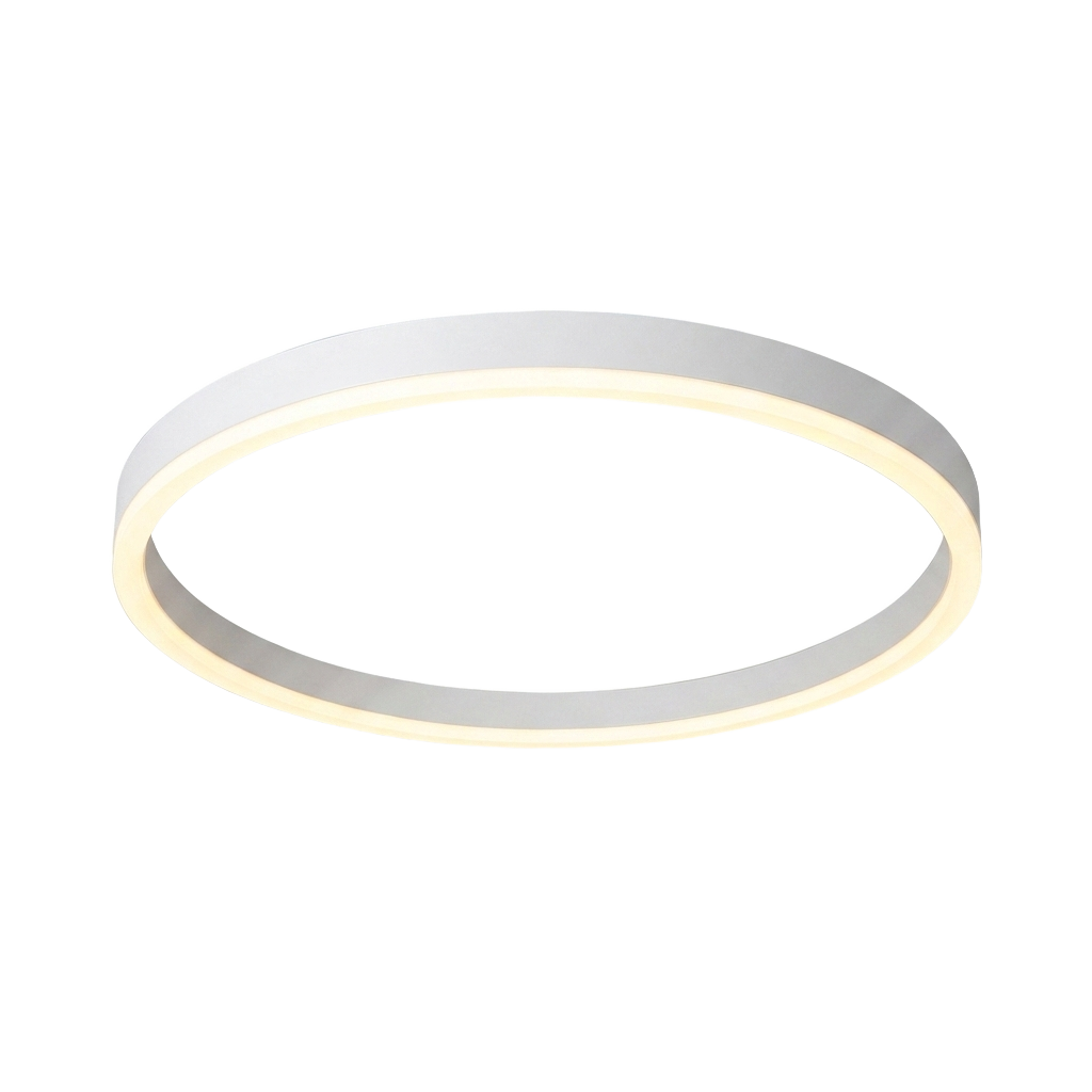 Slim ring LED ceiling light on pure white background