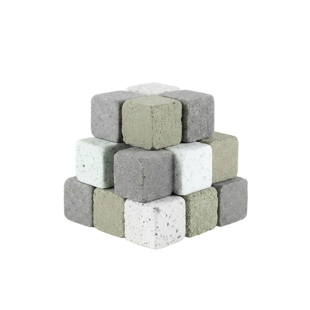 Earthy shower steamer gift box, set of 12, on pure white background