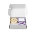 Lavender essence favor kit on pure white background