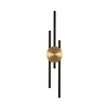 Black and gold modern wall sconce on pure white background