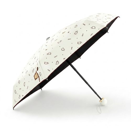 All-weather mini umbrella open on pure white background square packshot