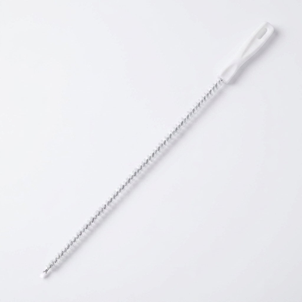 Drain unblocker hair removal tool on pure white background square packshot