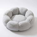 All-Season cozy flower-shaped pet nest on pure white background, square ecommerce packshot