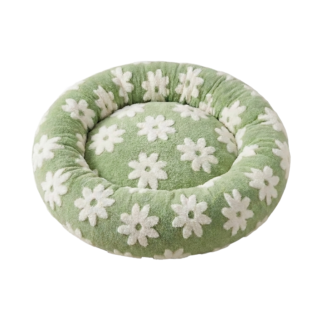 FourSeason Snuggle donut pet bed on pure white background, square ecommerce packshot