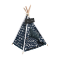 Removable washable canvas dog teepee tent kennel on pure white background, square ecommerce packshot
