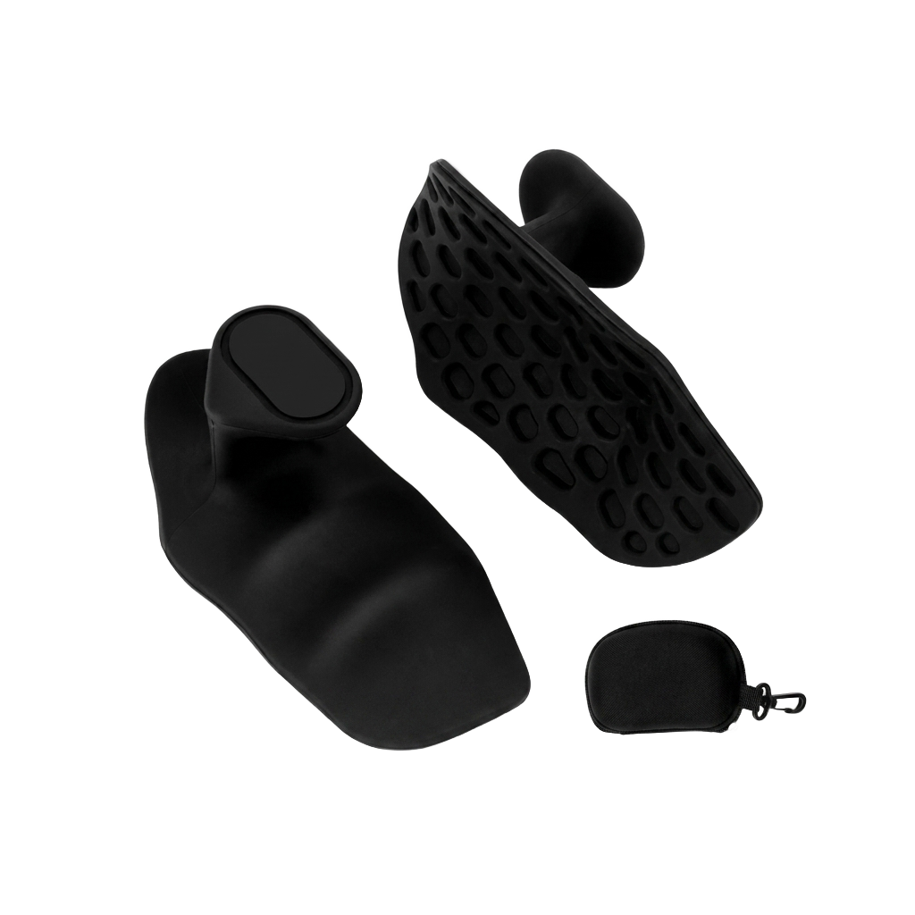 Ergonomic silicone pull-up grip pads on pure white background product photo