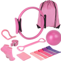 13-piece yoga and Pilates set on pure white background product photo