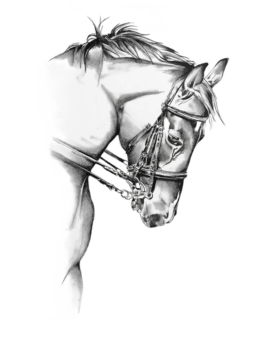 Black and white horse wall decal design, true white background