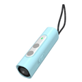 Handheld ultrasonic dog bark deterrent in light blue on pure white background product photo