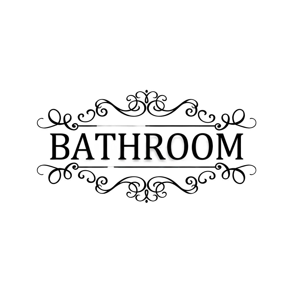 Decorative Bathroom door decal, true white background