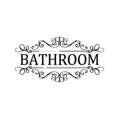 Decorative Bathroom door decal, true white background