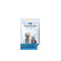 Pet grooming and cleaning glove wipes pack on pure white background product photo
