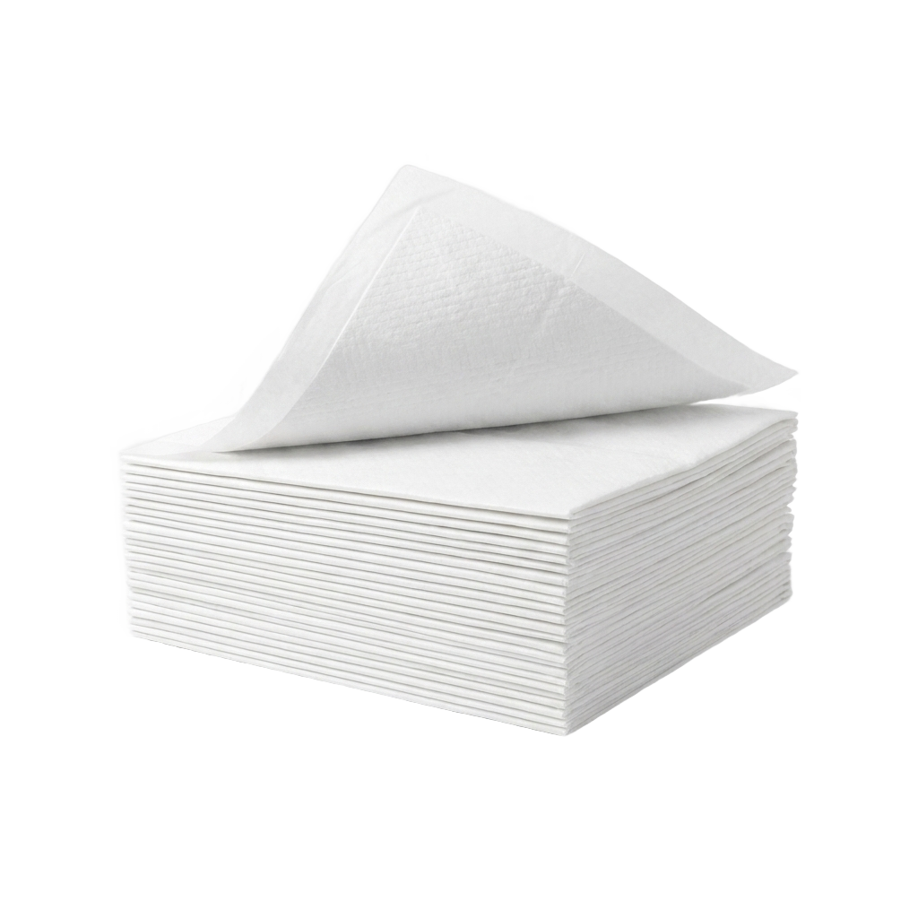 Stack of ultra absorbent disposable pet pads on pure white background product photo