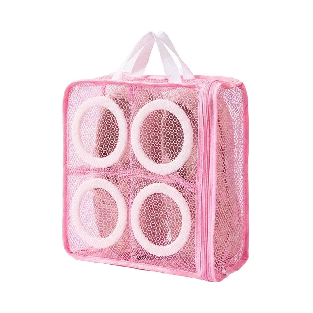 Square mesh shoe washing bag on pure white background product photo