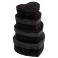 Set of 4 black velvet heart-shaped nesting gift boxes