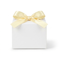 White bridesmaid gift box with cream ribbon on white background