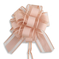 Blush pink organza pull bow for gift wrapping on white background