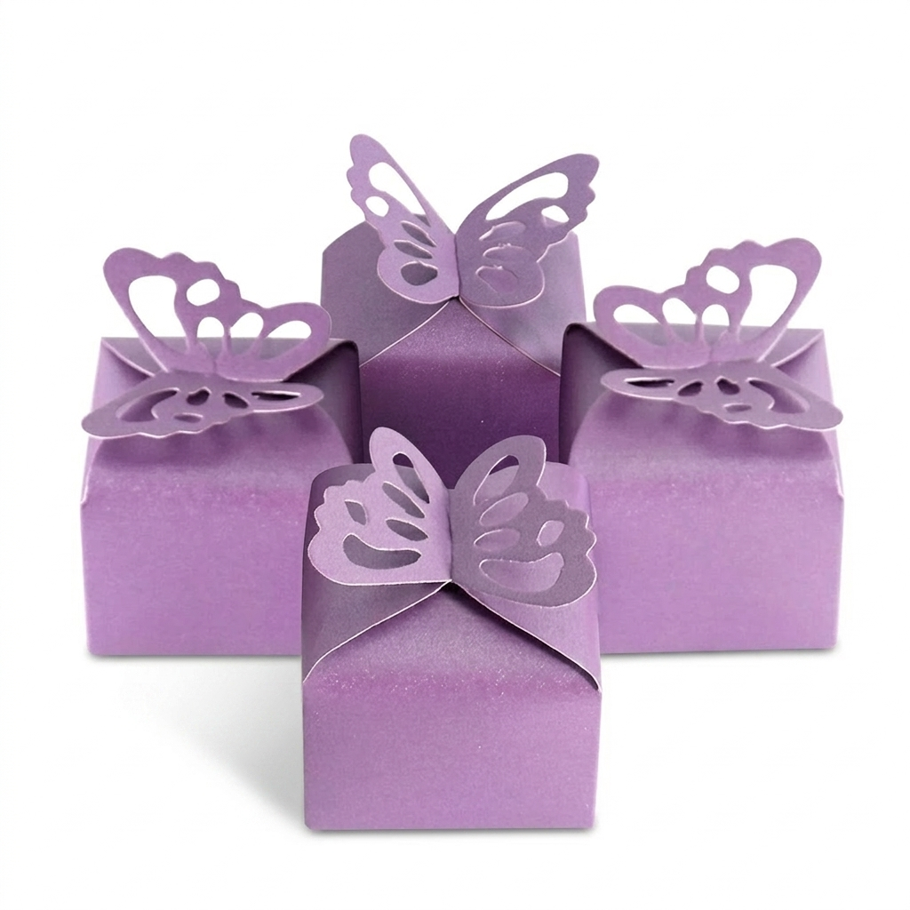 Purple butterfly favor boxes