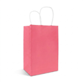 Pink kraft paper gift bag with white twisted handles