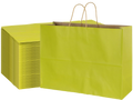 Avocado green large kraft paper shopping bags with twisted handles, 70 pack
