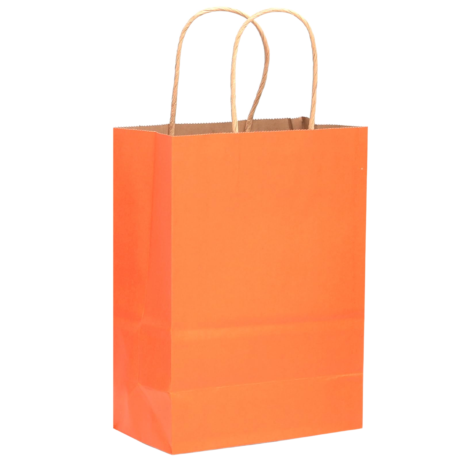 Orange small kraft paper gift bag with twisted handles, 100 pack