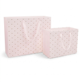 Pink gold-dot gift bags large and medium with ribbon handles