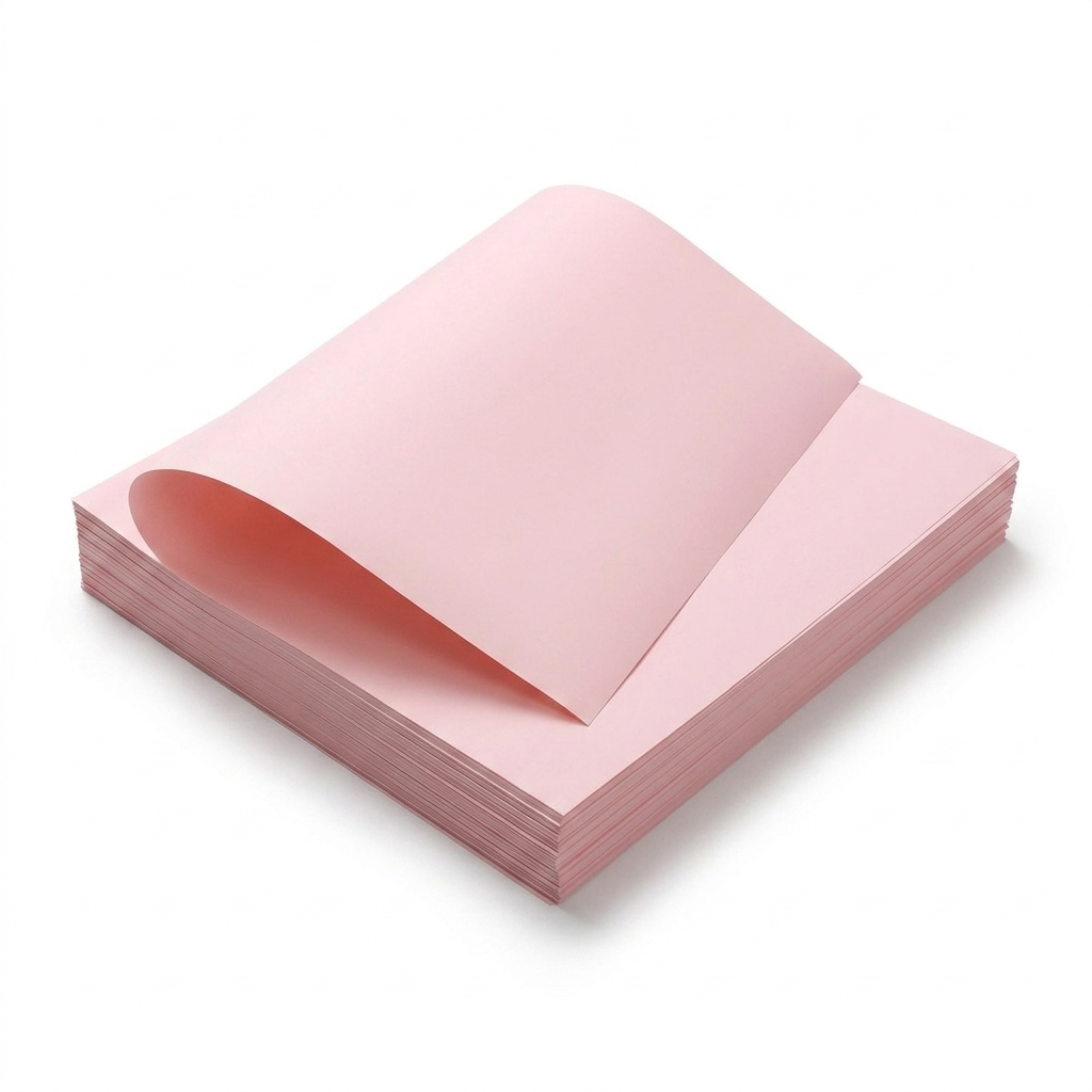 Stack of solid pink waterproof bouquet wrapping paper sheets