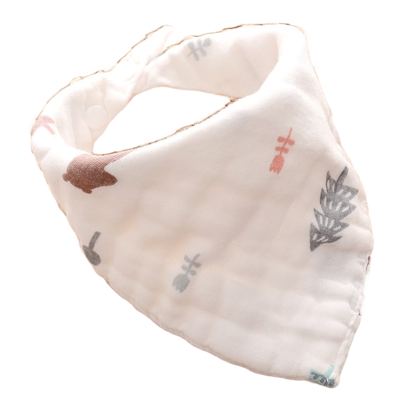 Ten-layer cotton gauze triangle baby bib clean cutout on white background