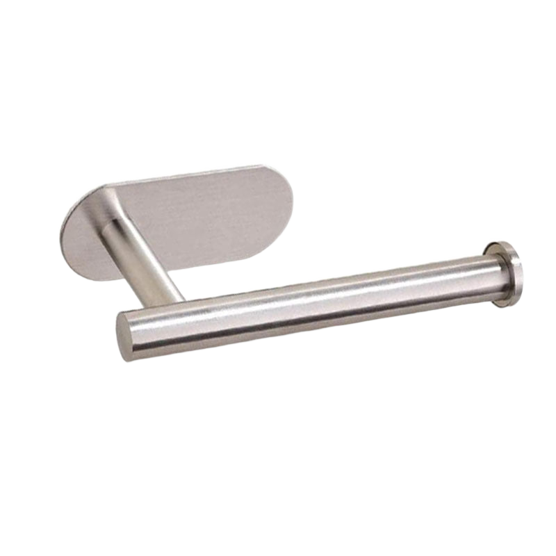 Stainless steel toilet roll holder clean cutout on white background