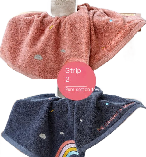 Rainbow stitch cotton hand towel clean cutout on white background