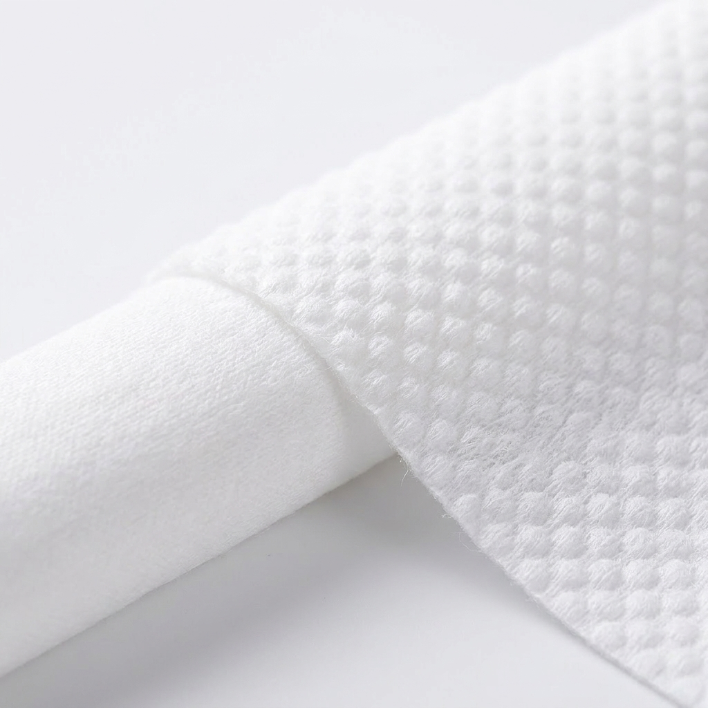 Close-up of cotton face towel dual-texture pearl pattern weave detail