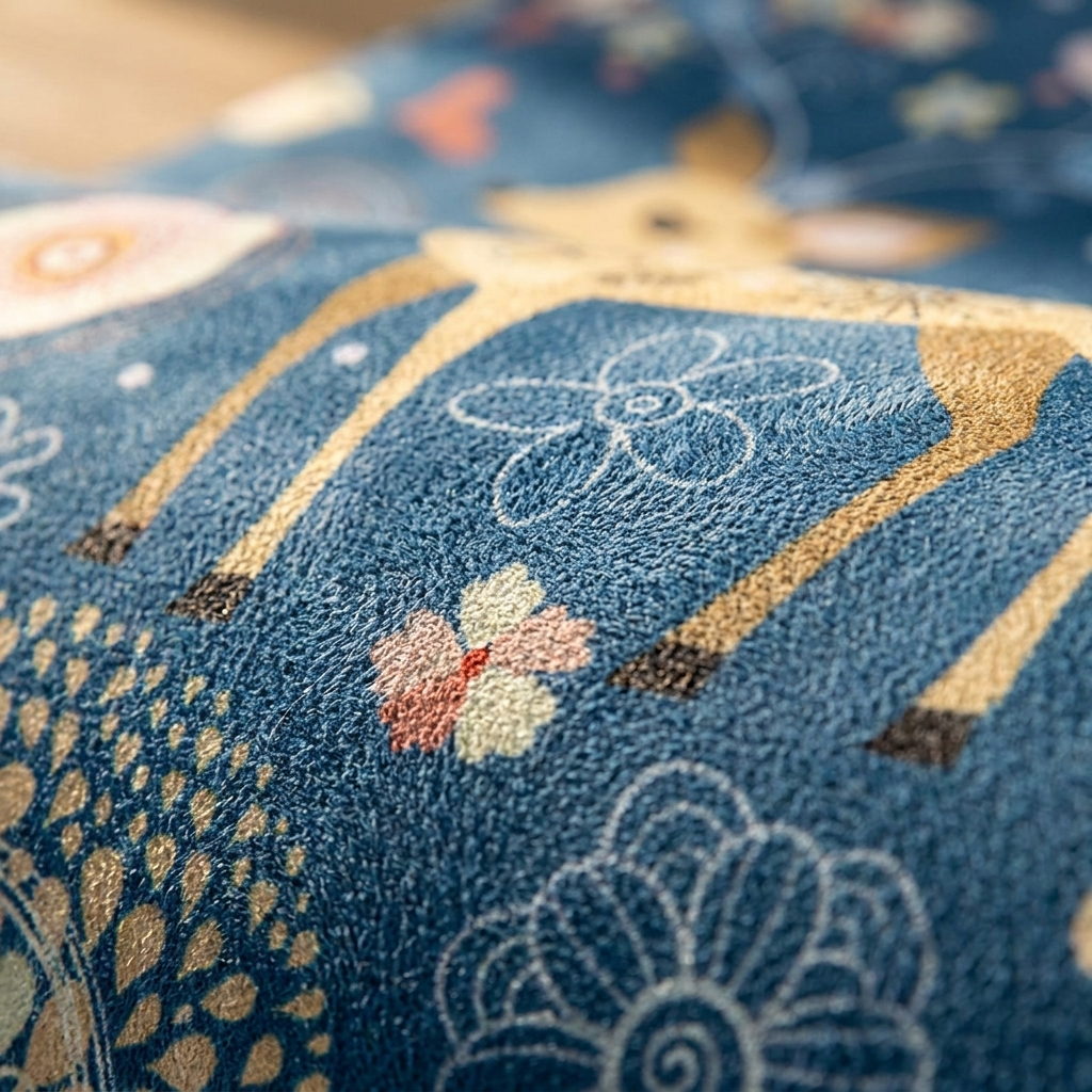 Close-up macro of suede yoga mat surface texture showing velvety weave