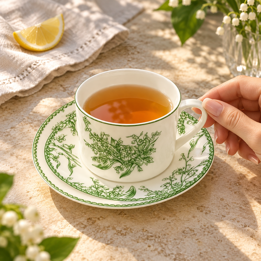 Lily of the Valley Cup and Plate Set - 4 Pieces - alternate serving use