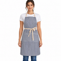 AI-derived image of navy and white striped apron worn front-facing on white background. Styling clothes and props are not included.