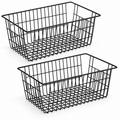 Two black wire baskets on white. AI-generated product visualization.