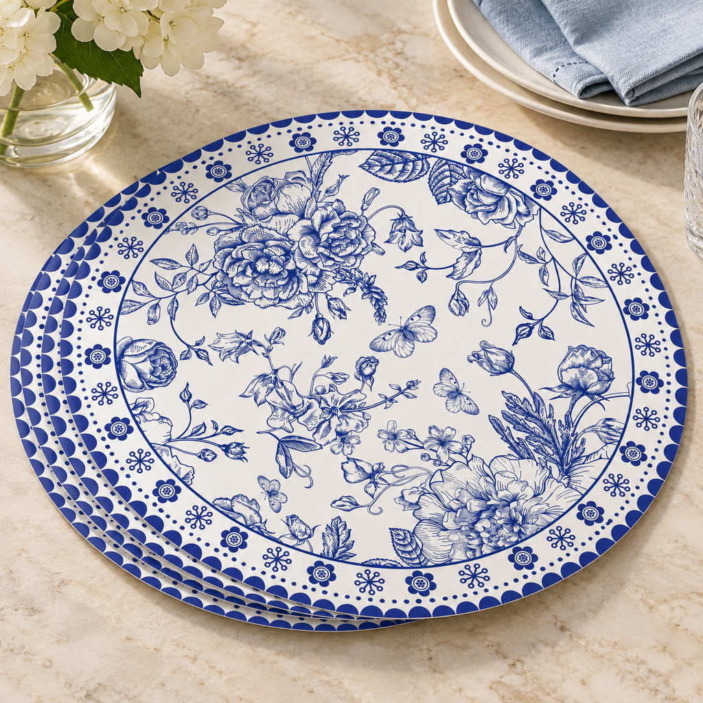 blue chinoiserie placemat stacked view