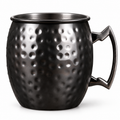 Black 550 ml hammered steel mug on white. Single mug.