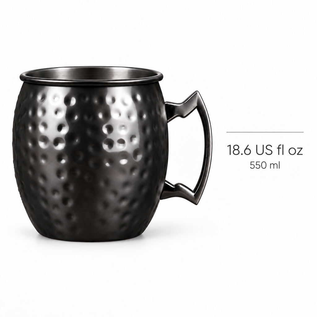 Listed mug capacity: 18.6 US fl oz (550 ml). Capacity graphic, not to scale.